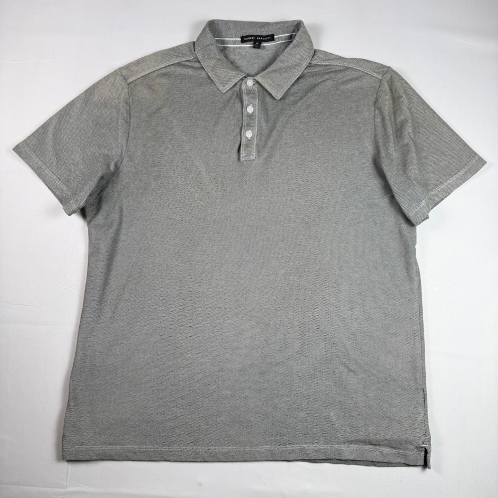 Robert Barakett Mens XL Grey Textured Short Sleeve Cotton Blend Polo Shirt